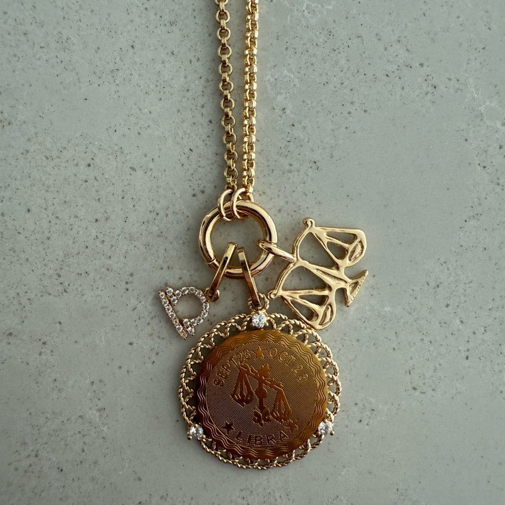 Anthropologie Gold Zodiac Charm Necklace